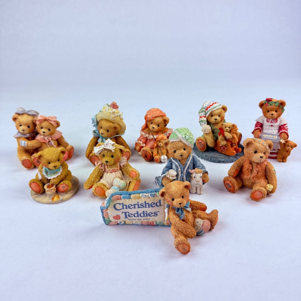 Cherished Teddies Figurine Lot 11pc Vintage Enesco Resin Bear Collection Decor‎